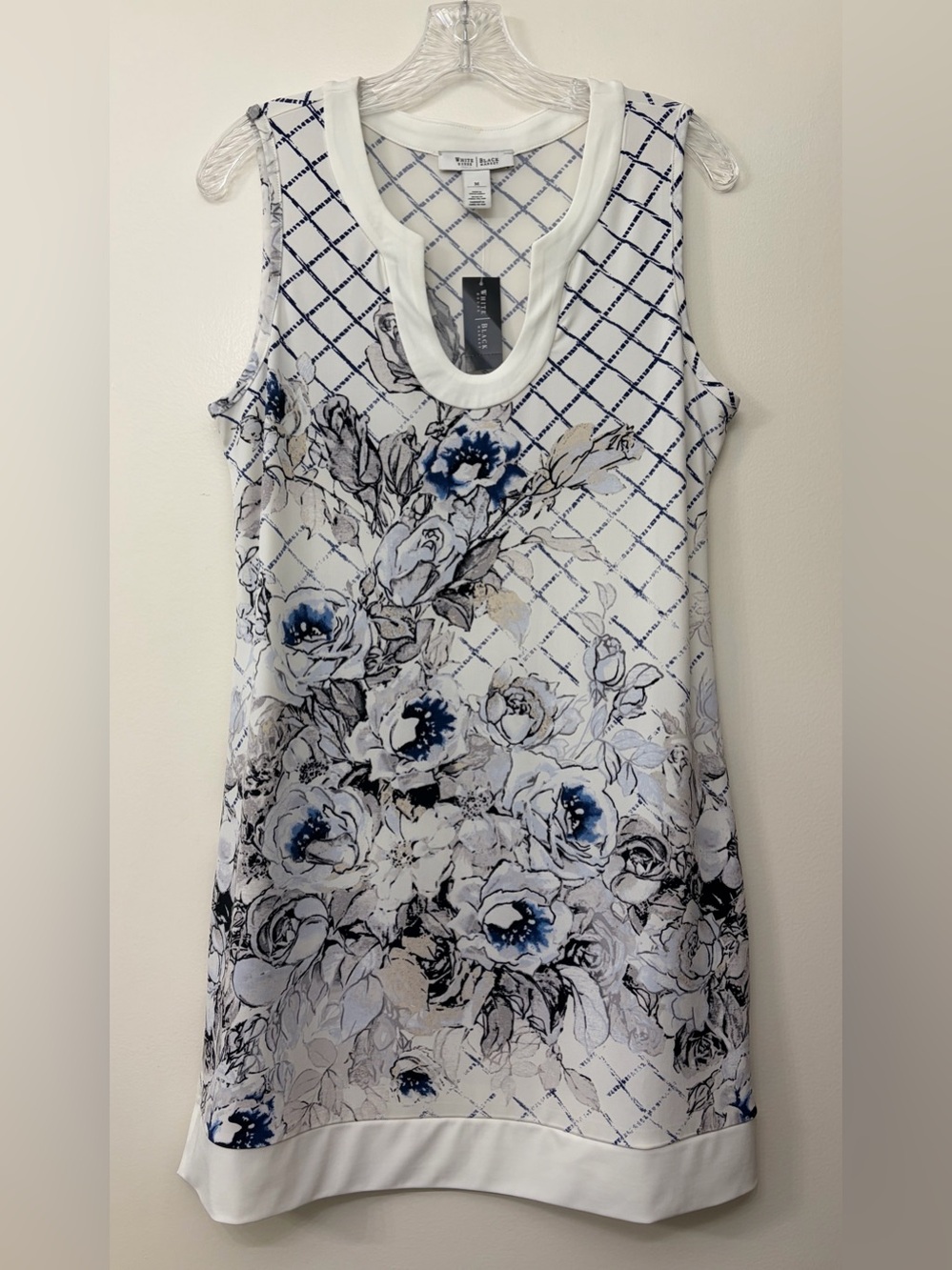 White House Black Market White Floral Print Sleeveless Shift Dress Size M NEW